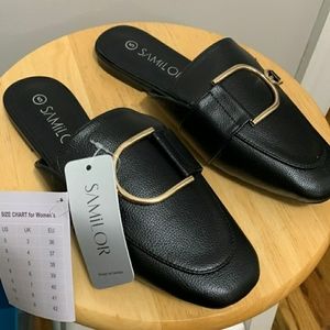 ✔Samilor black mules, sz 5